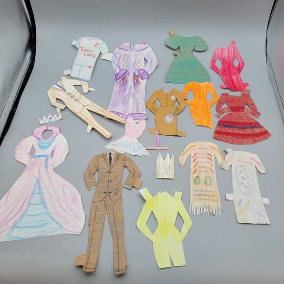 1963 Barbie Ken Stand-Up Paper Dolls Plastic Stands Clothes Whitman - Picture 8 of 12